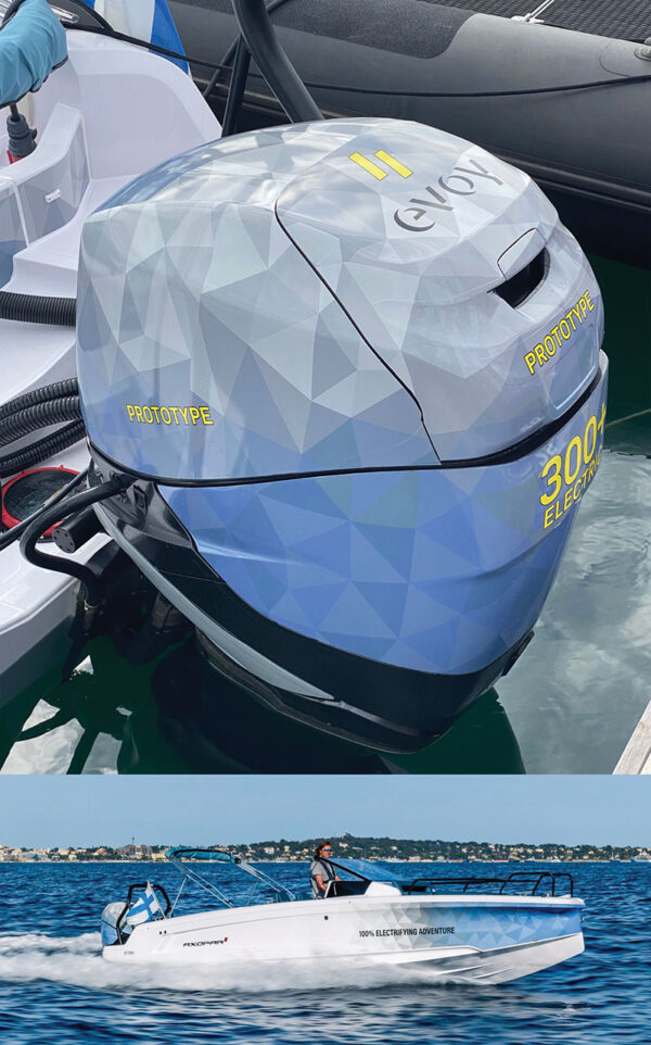 electric outboard on yacht