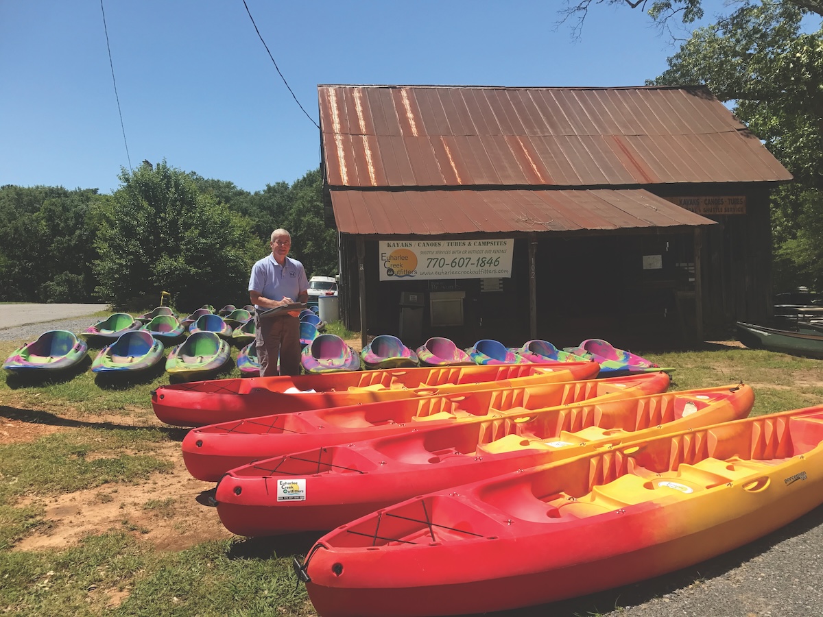 Dave Fuller USCGA/ABCA conducts Vessel Safety Checks for a fleet of kayaks at a livery.