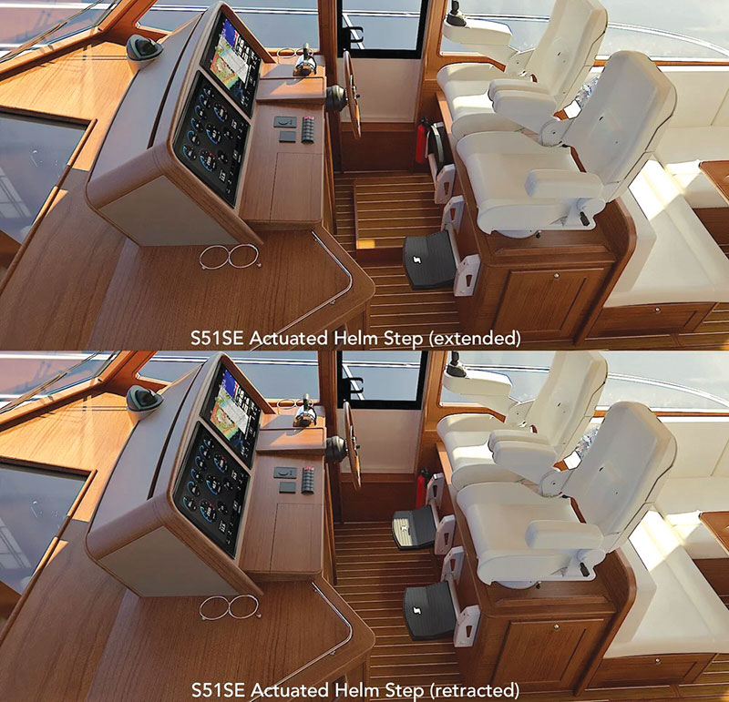 Sabre actuated helm step