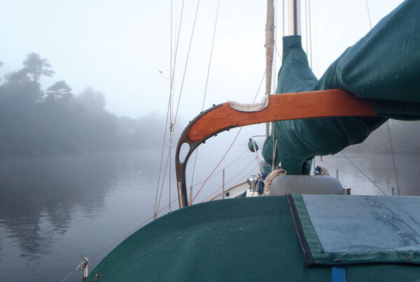 Foggy conditions on a sailboat