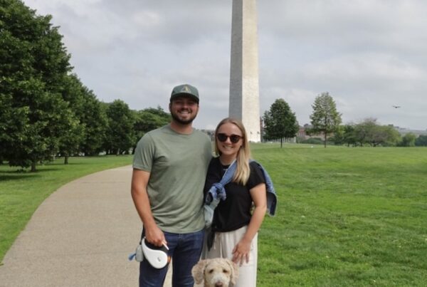 Family photo in front of the Washington Monument