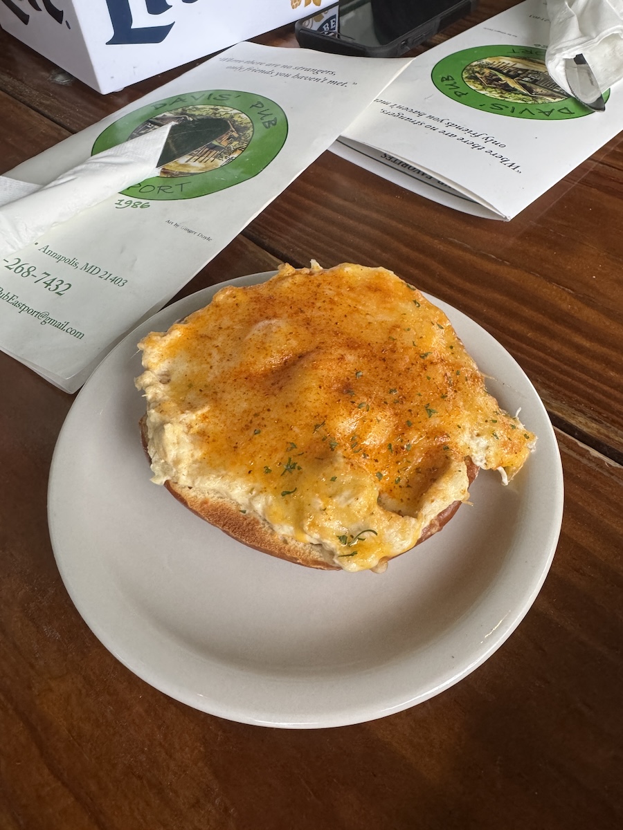 Highly recommended crab pretzel at Davis' Pub