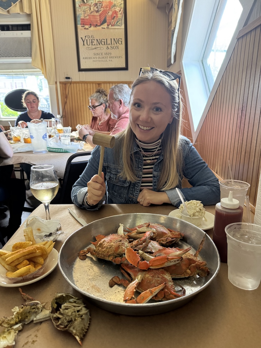 Trying Maryland crab in Chesapeake City