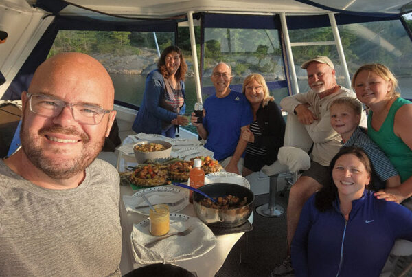 Docktail group on a boat
