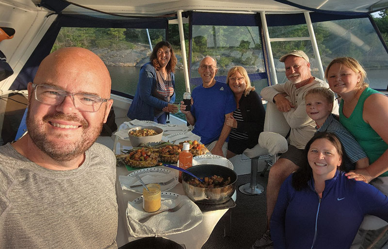 Docktail group on a boat