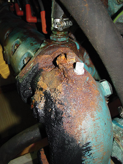 Corroded exhaust riser