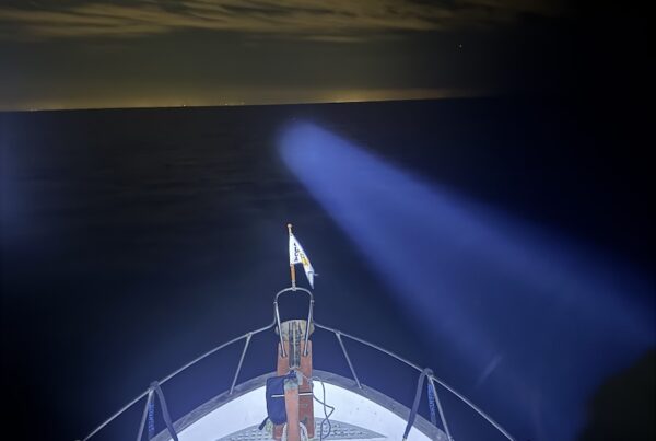 Spotlight looking for crab pots