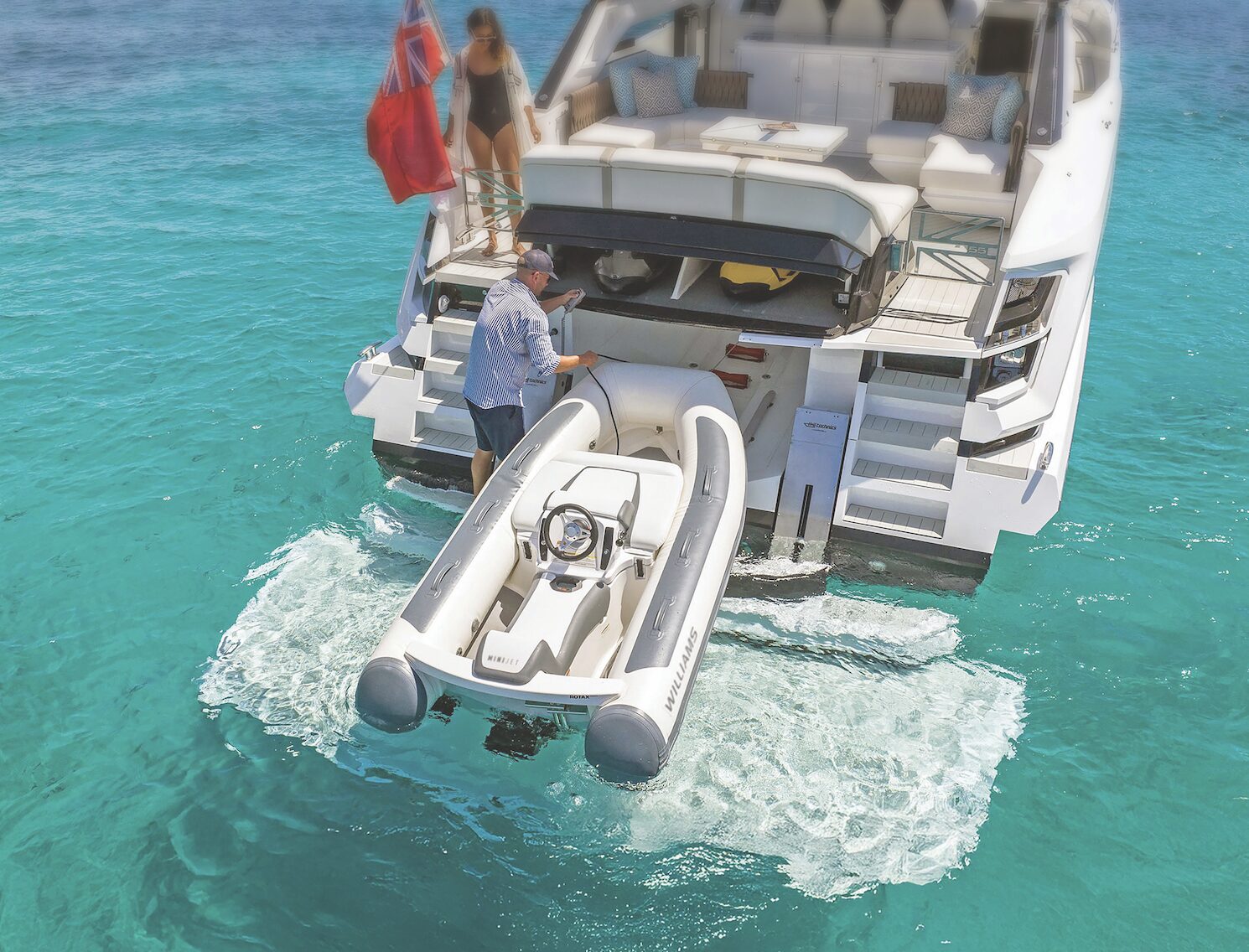 tender loading into yacht garage