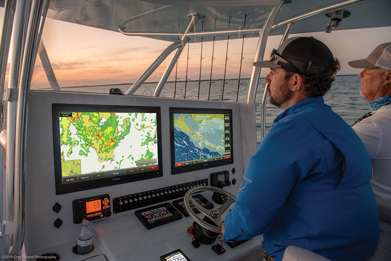 SiriusXM Marine on a Contender 44 helm