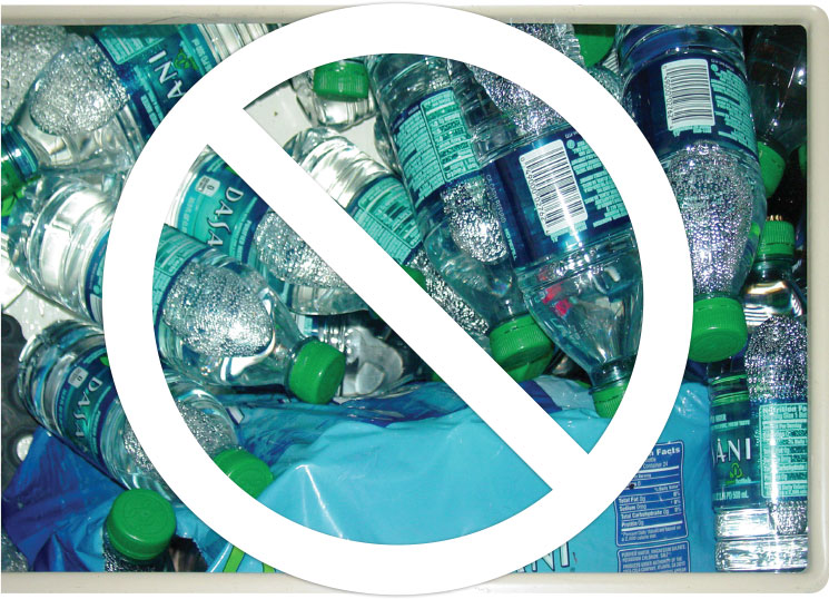 Cross through plastic water bottles